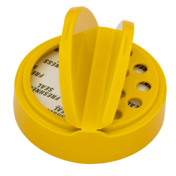 63/485 Yellow 7 Hole Dual Door Spice Cap with Heat Induction Liner for PET Jars